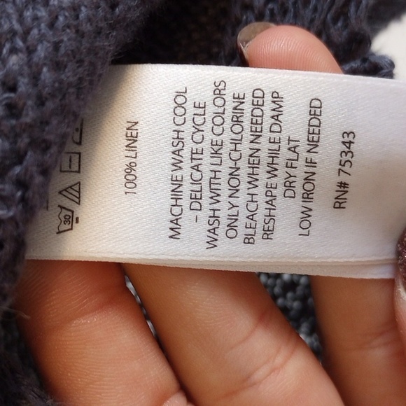 Tahari Womens Sweater Sz M 100% Linen Blue Knit Light Pullover Comfy Layer Cold - Picture 5 of 8